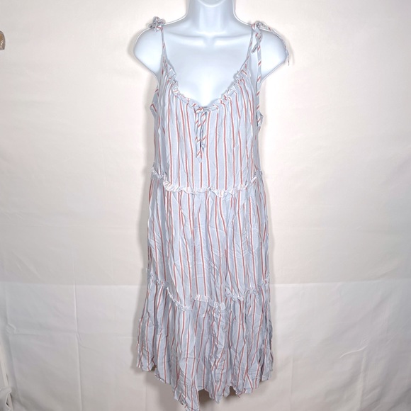 H&M Blue Red Summer Maxi Dress Size 4 Stripes - Picture 4 of 5